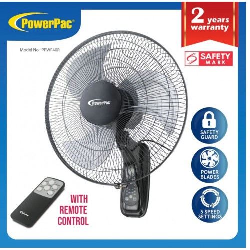 POWERPAC 16" WALL FAN WITH REMOTE CONTROL PPWF40R