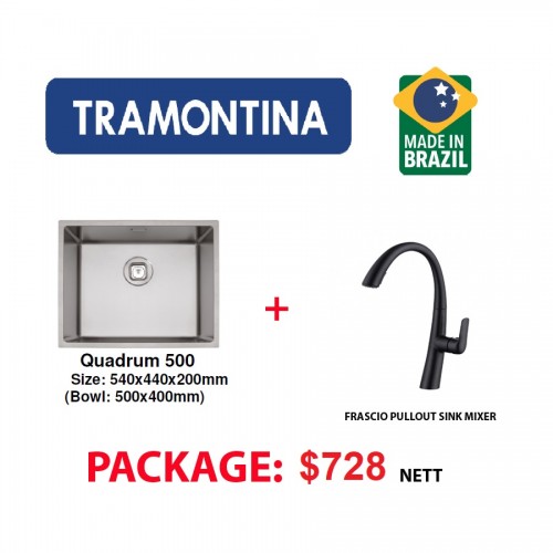 Tramontina undermount sink with frascio pull out mixer package