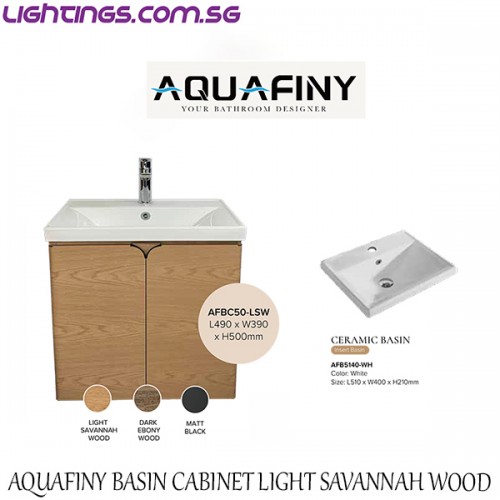 AQUAFINY 50CM BASIN CABINET LIGHT WOOD