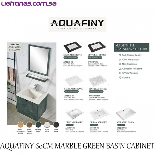 AQUAFINY 60CM BASIN CABINET MARBLE GREEN