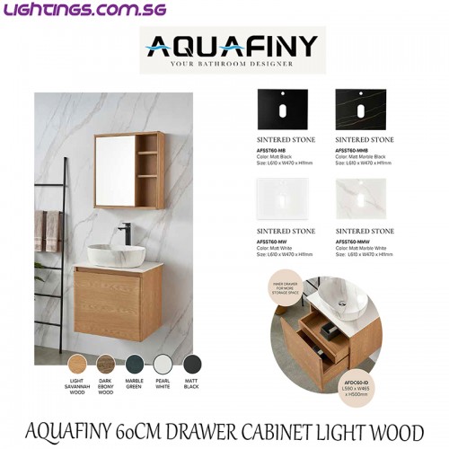 AQUAFINY 60CM DRAWER CABINET LIGHT WOOD