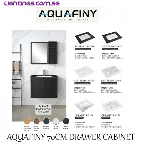 AQUAFINY 70CM DRAWER CABINET MATT BLACK