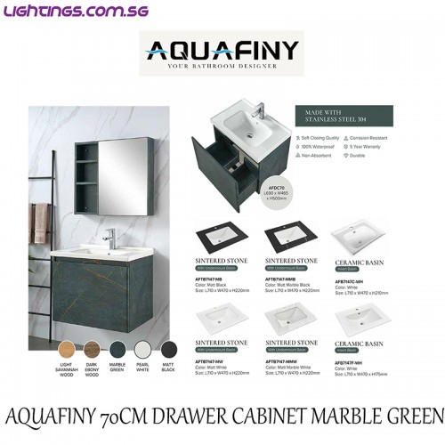 AQUAFINY 70CM DRAWER CABINET MARBLE GREEN