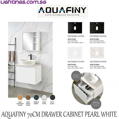 AQUAFINY 70CM DRAWER CABINET PREAL WHITE