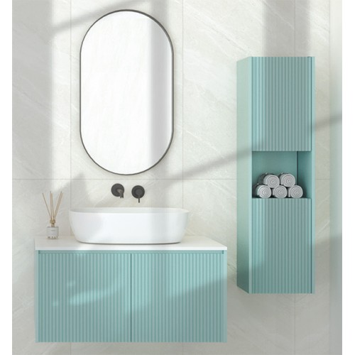 80CM CUBI BASIN CABINET CAMEO GREEN + SIDE CABINET